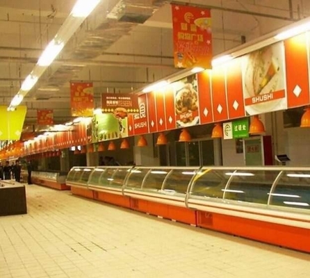 Ijskast van de delicatessenwinkelvertoning 1.2m - 30m met het Opheffen van Deuren/Schuifdeuren