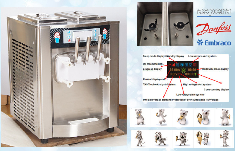 Het tegen Hoogste Zachte Roestvrije staal dient Machine van het Diepvriezer/3 Aroma de Automatische Roomijs
